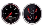 2 PC. GAUGE KIT, 3-3/8" QUAD & SPEEDOMETER, 240-33 Ω, DESIGNER BLACK